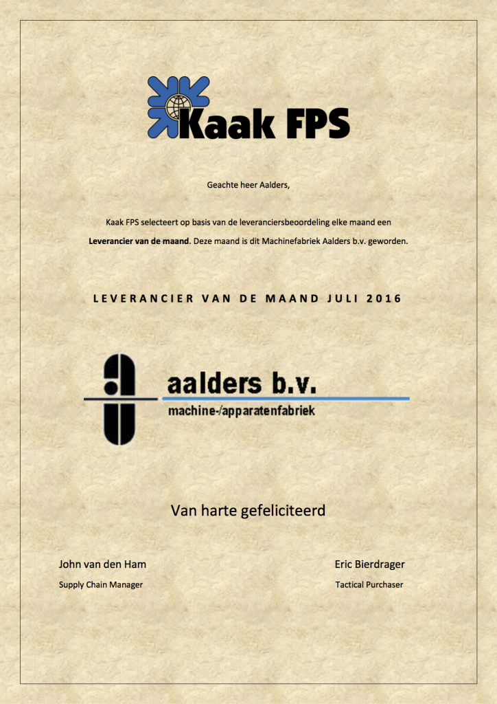2016 LvdM certificaat Aalders